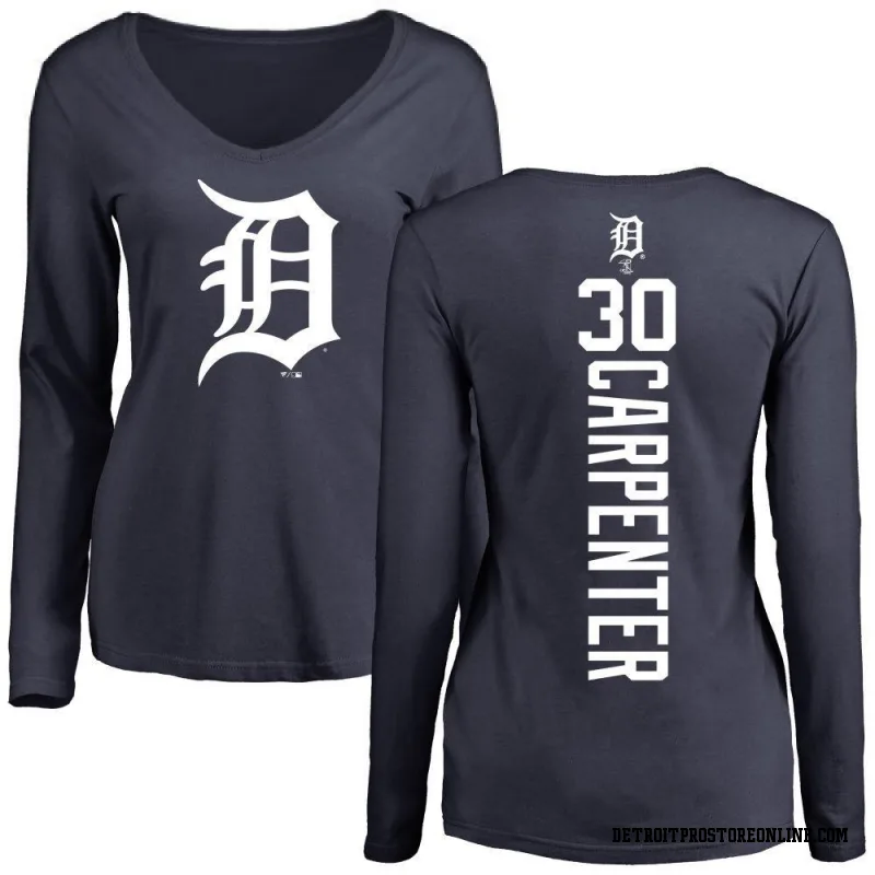 Navy Women's Kerry Carpenter Detroit Tigers Backer Slim Fit Long Sleeve T-Shirt